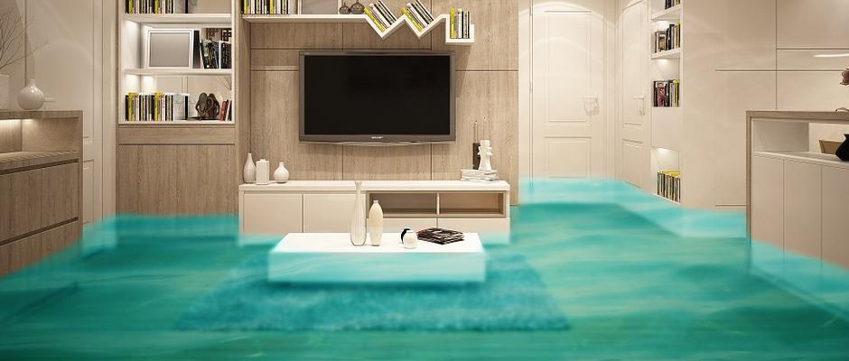 Example edited image of a flooded living room