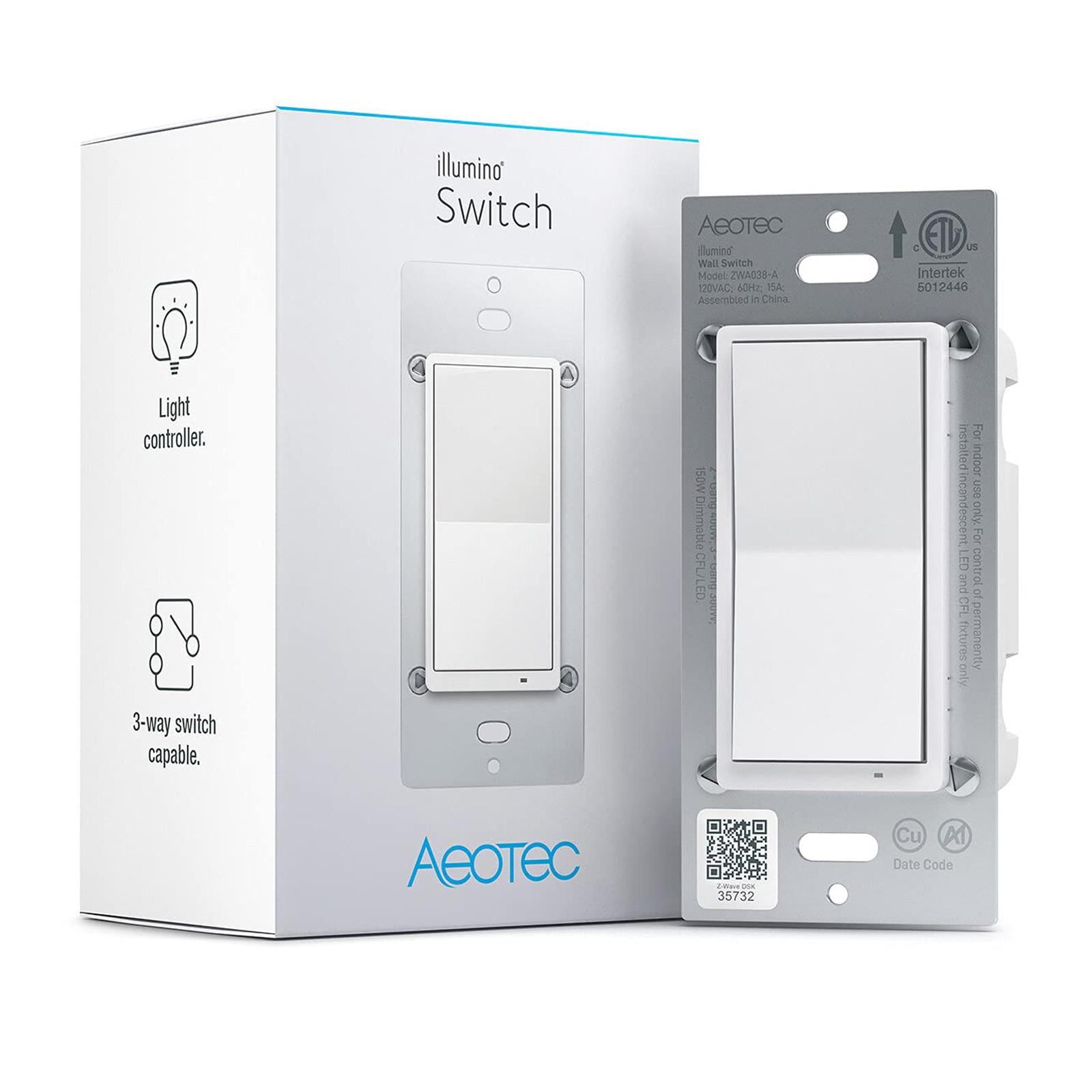 Aeotec Z-Wave Plus v2 illumino On/Off Wall Switch, Gen7 (Open Box)