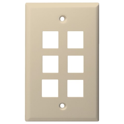 DataComm Keystone Wallplate, 1-Gang, 6-Port