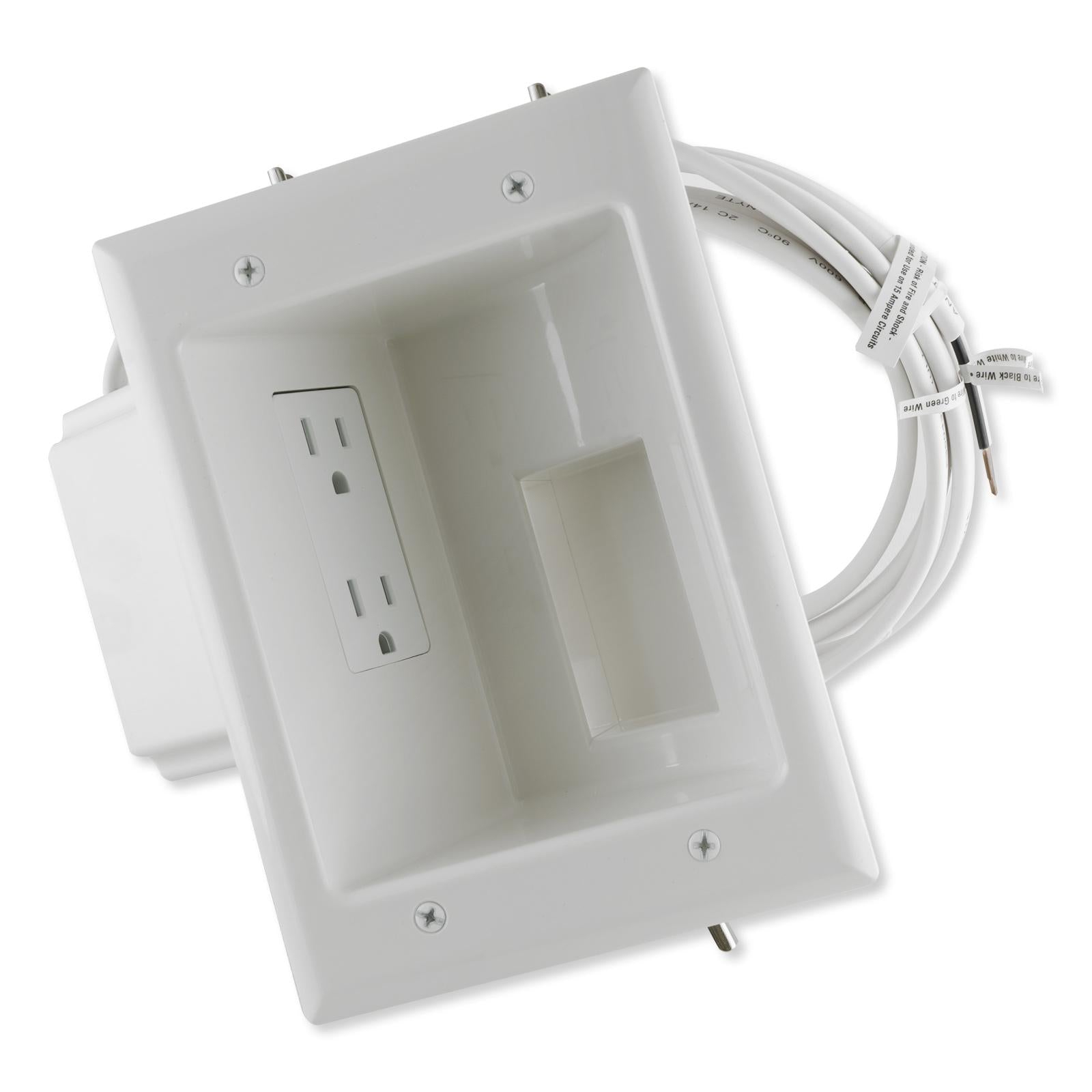 DataComm Flat Panel TV Cable Organizer Kit with Duplex Receptacle