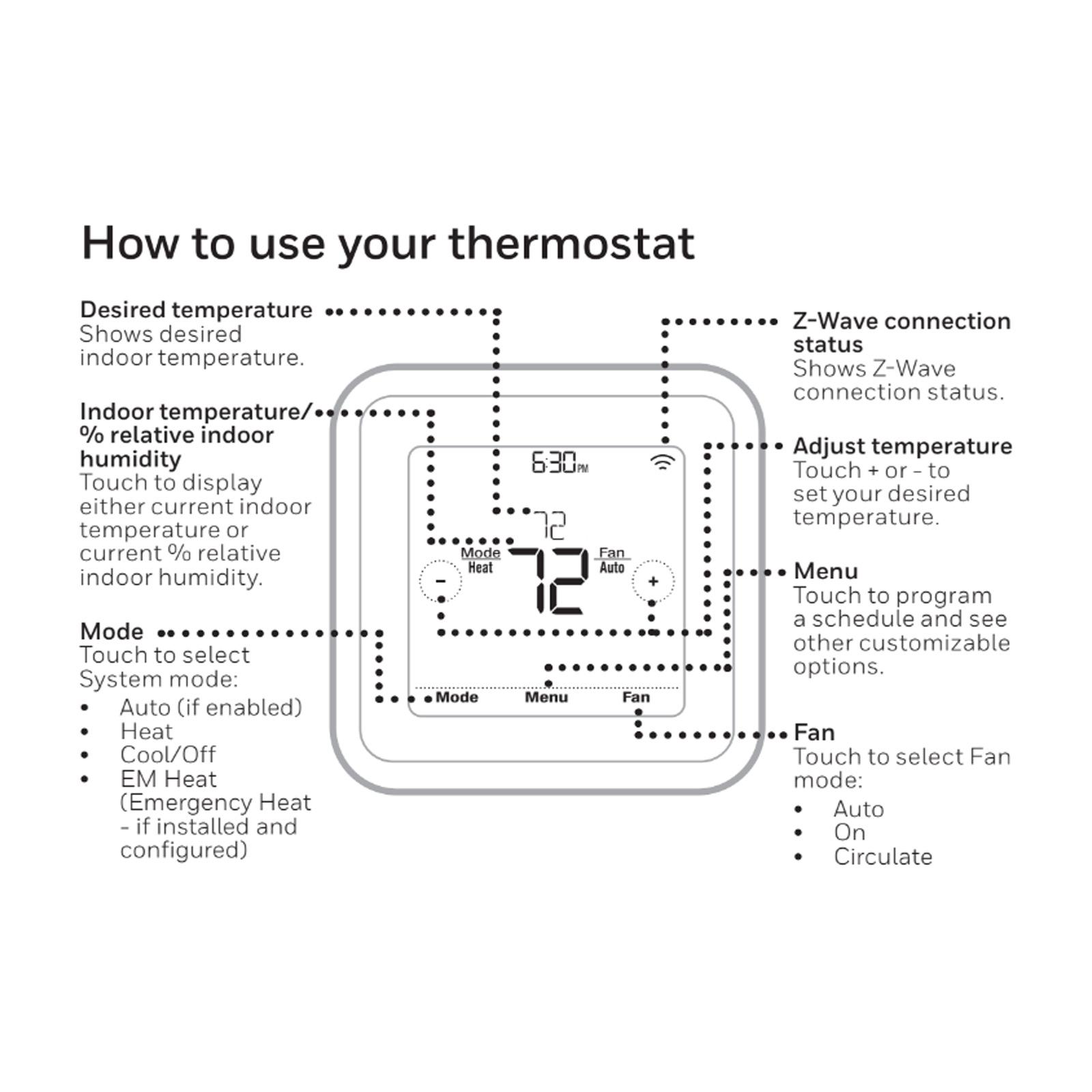 Honeywell Z-Wave Plus v2 T6 Pro Programmable Smart Multi-Stage Thermostat with SmartStart