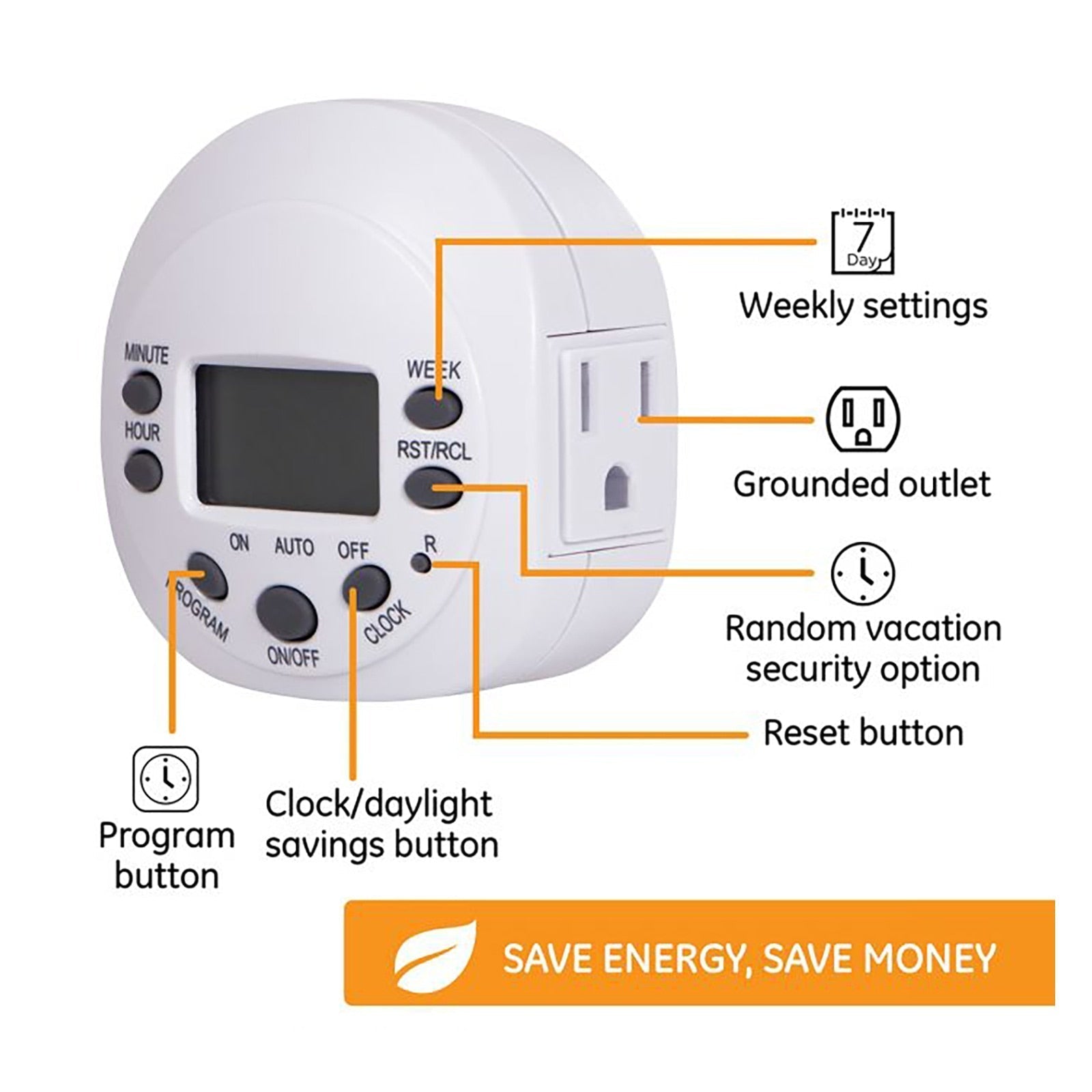 GE Indoor Plug-In 7-Day Digital Timer