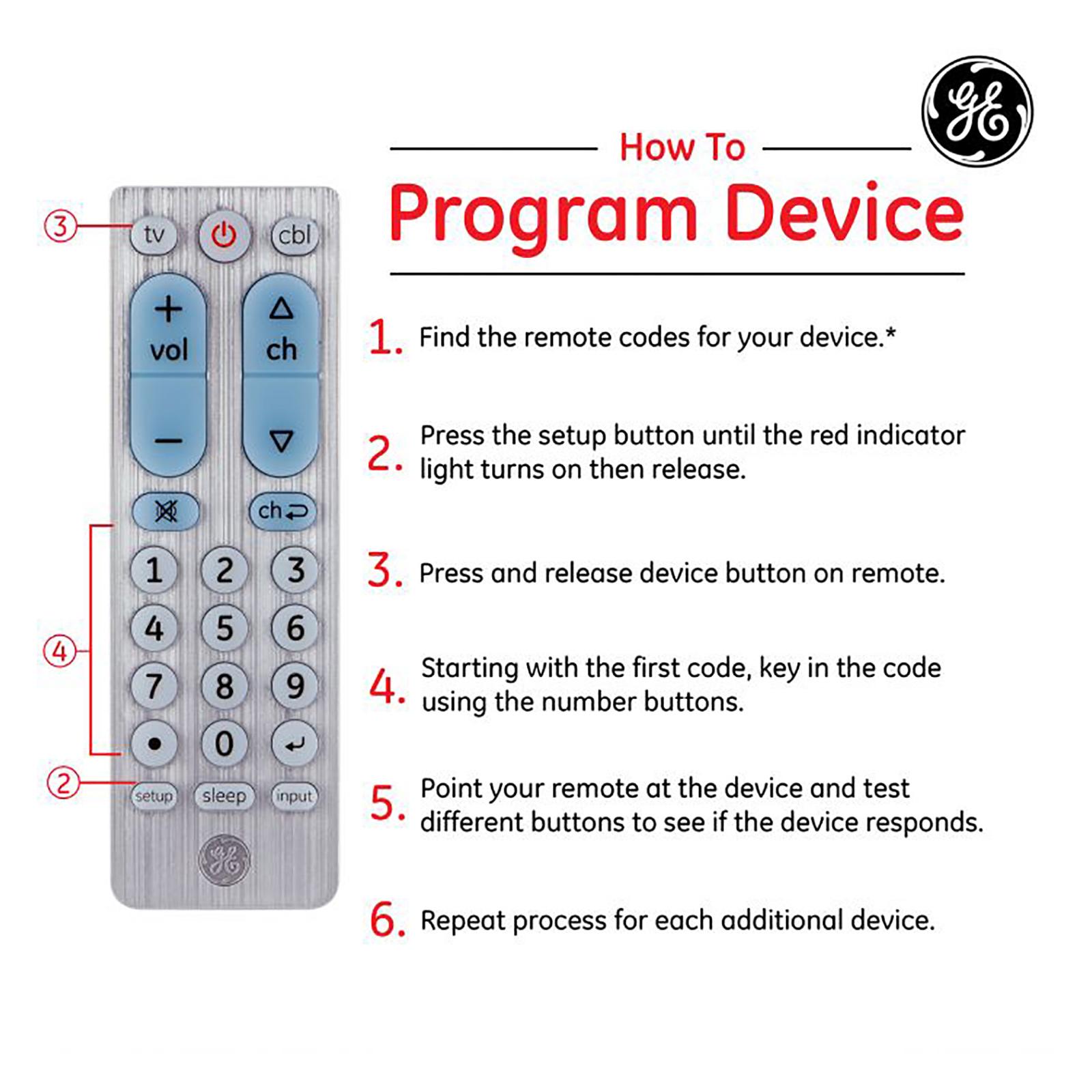 GE 2-Device Universal Remote Control, Brushed Silver