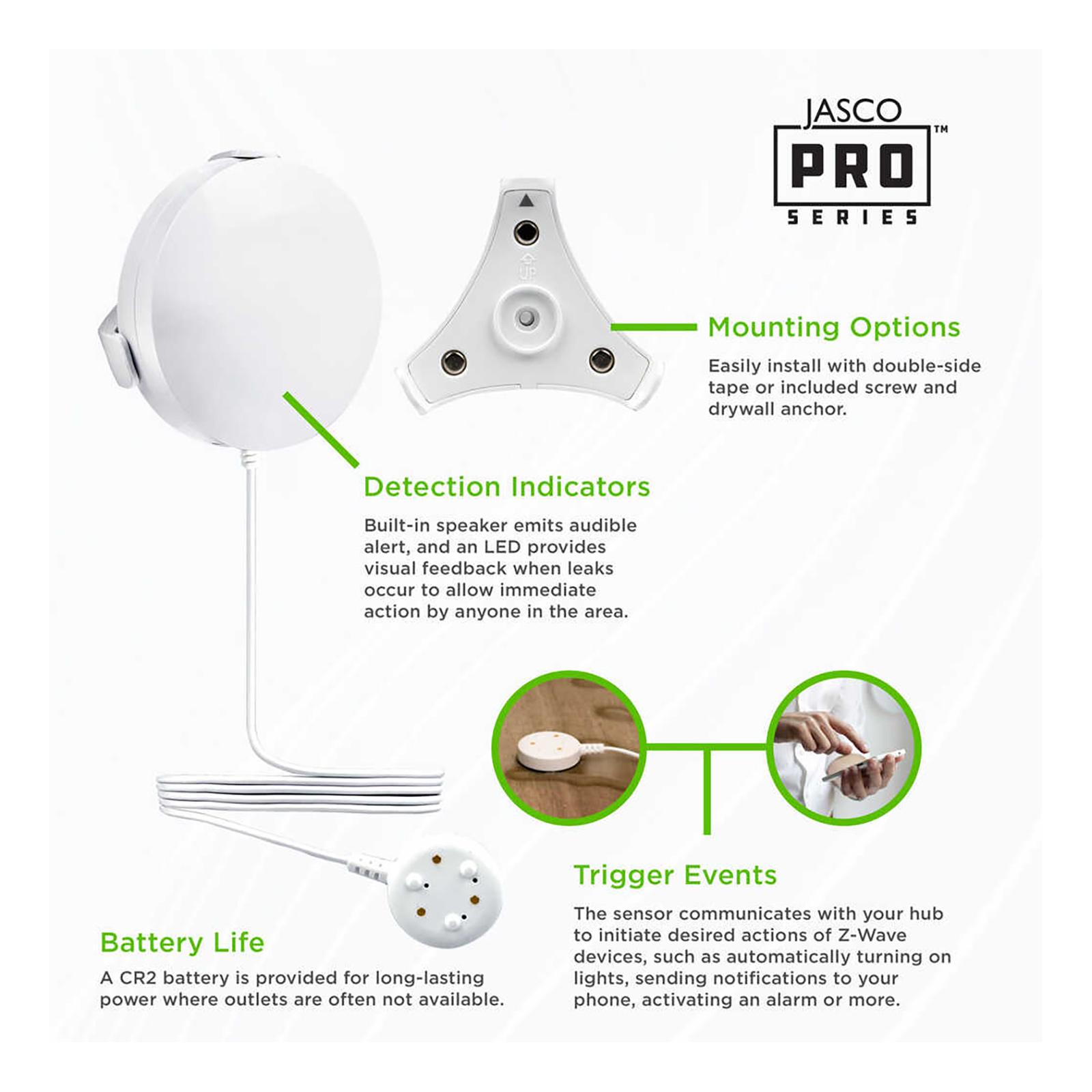 JascoPro Series Z-Wave Plus Water Leak Sensor, 800 Series