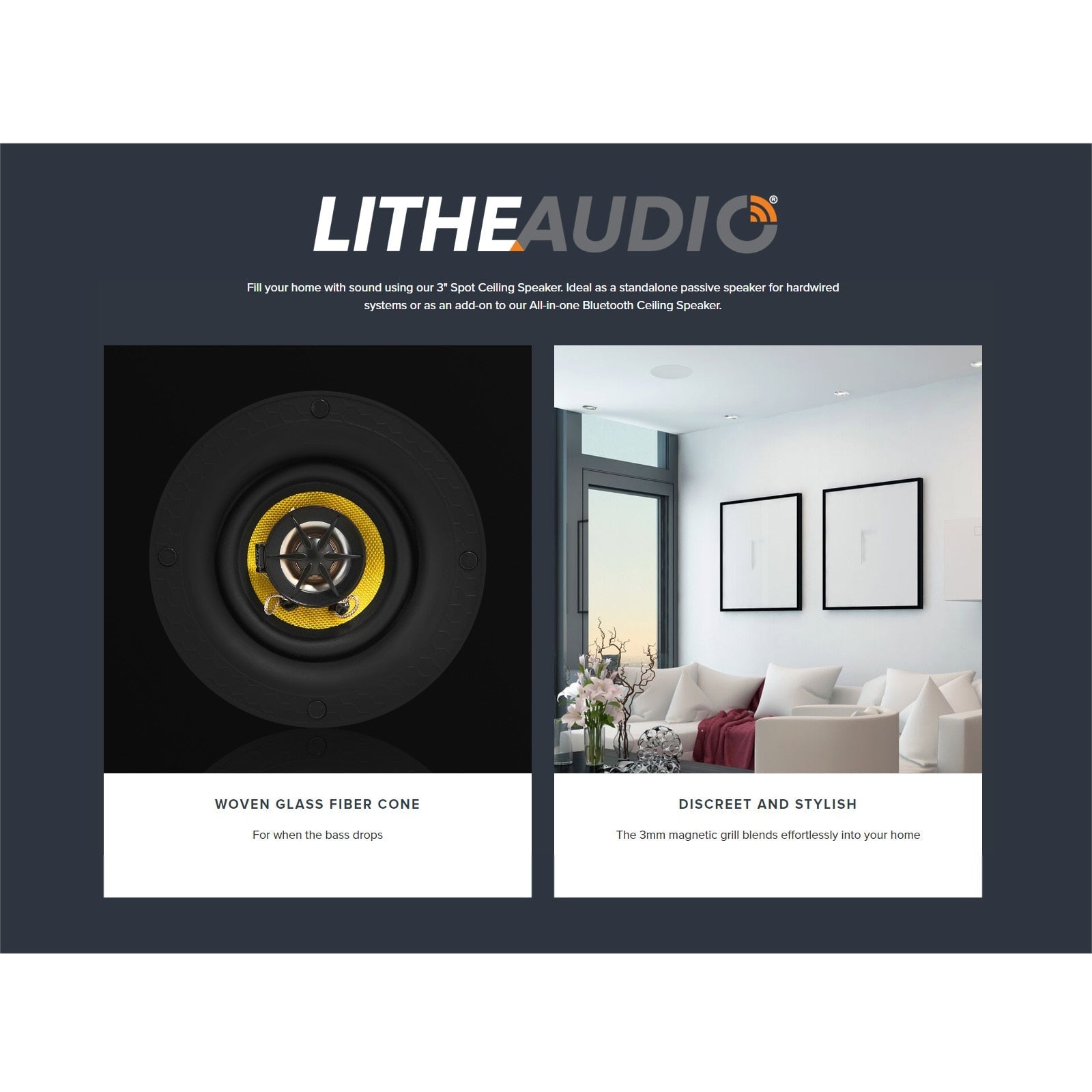 Lithe Audio 3" Spot Passive Ceiling Speaker (Single)