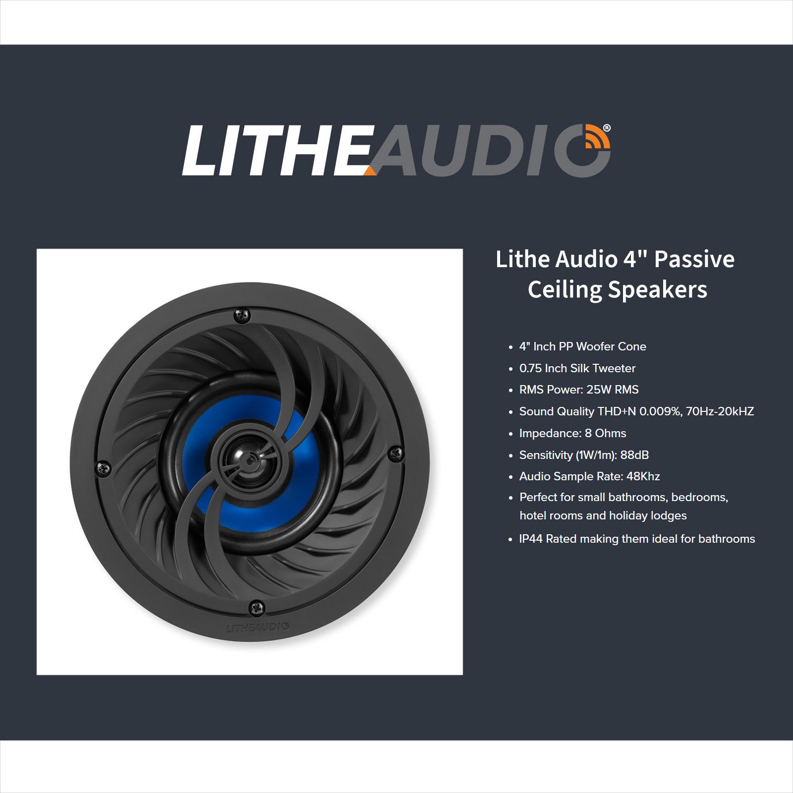 Lithe Audio 4" Passive Ceiling Speaker, IP44-Rated (Single)
