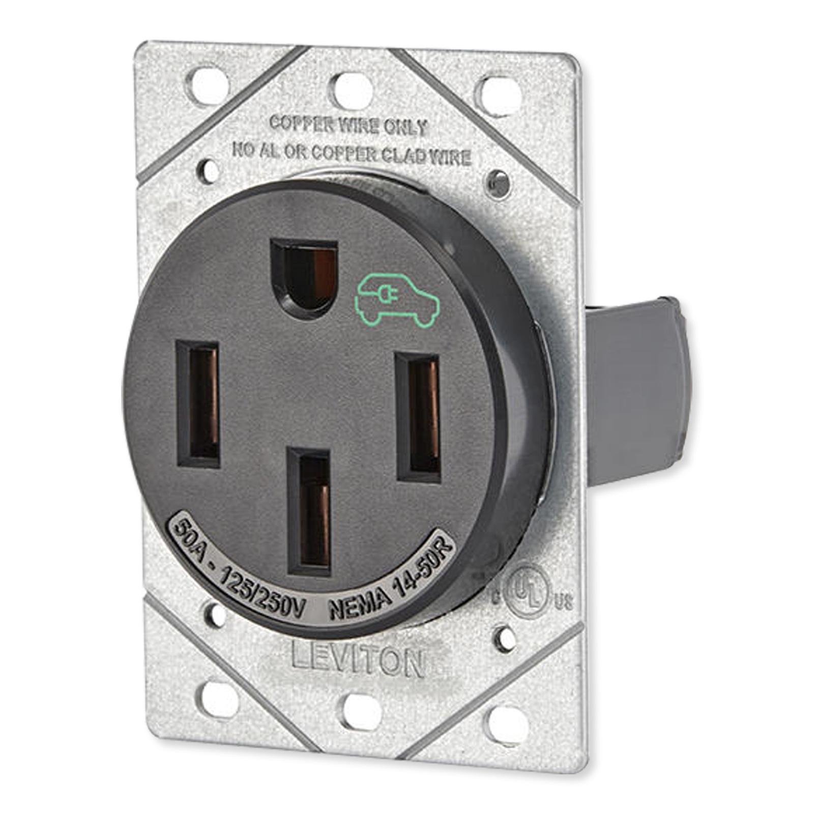 Leviton 50A Heavy Duty Flush Mount Receptacle/Outlet for EV Charging Stations