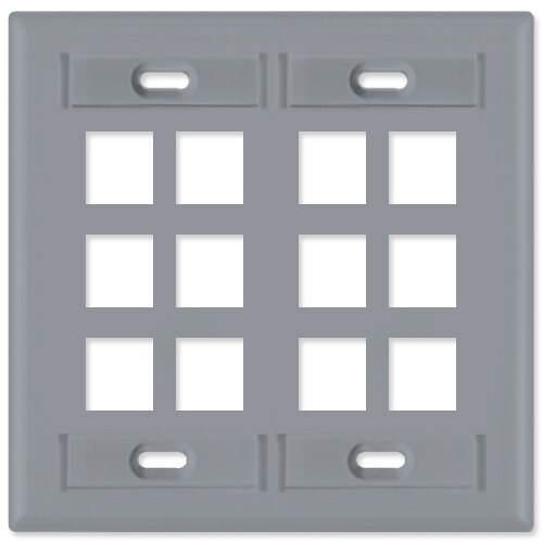 Leviton QuickPort Wallplate, 2-Gang, 12-Port (with ID Window)