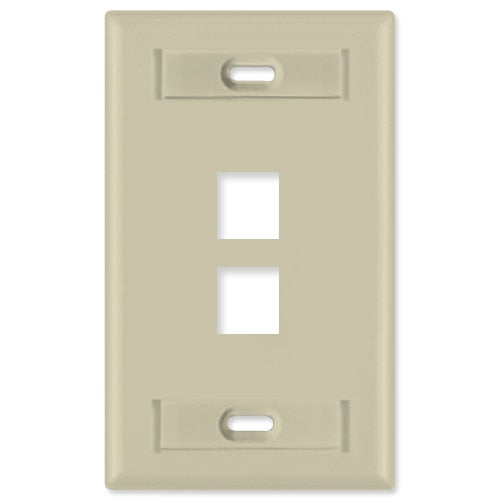 Leviton QuickPort Wallplate, 1-Gang, 2-Port (with ID Window)