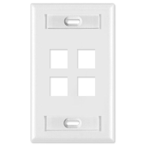 Leviton QuickPort Wallplate, 1-Gang, 4-Port (with ID Window)