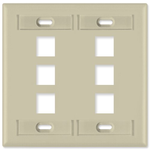 Leviton QuickPort Wallplate, 2-Gang, 6-Port (with ID Window)