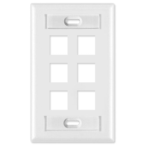 Leviton QuickPort Wallplate, 1-Gang, 6-Port (with ID Window)