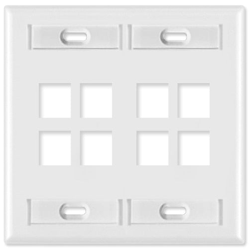 Leviton QuickPort Wallplate, 2-Gang, 8-Port (with ID Window)