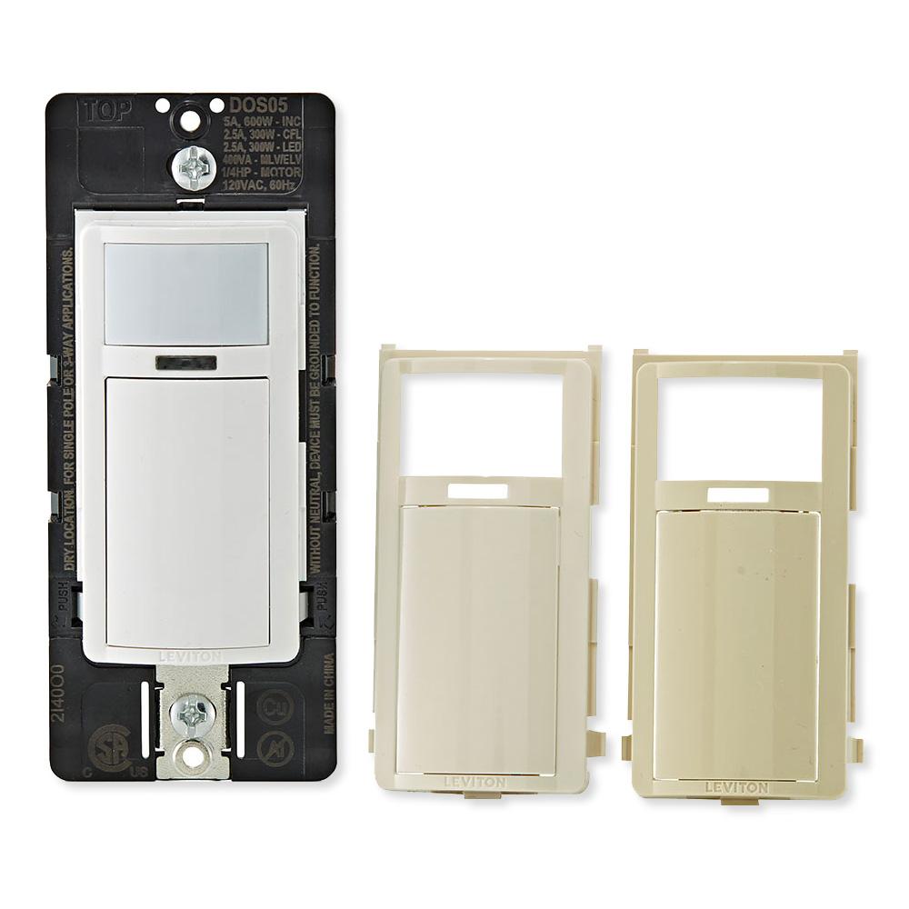 Leviton Decora In-Wall Motion Occupancy Sensor Switch, Auto-On, 5A, Single-Pole or 3-Way
