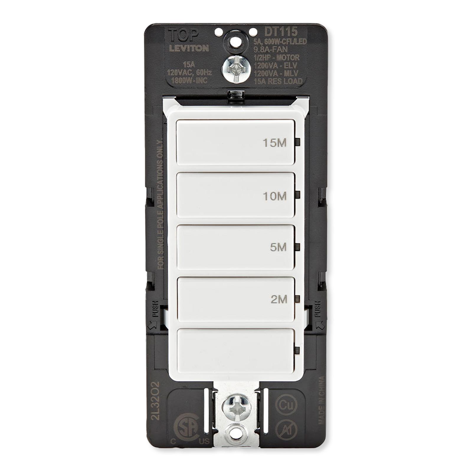 Leviton Decora Countdown Timer Wall Switch, 15 Min (2, 5, 10, 15 Min)