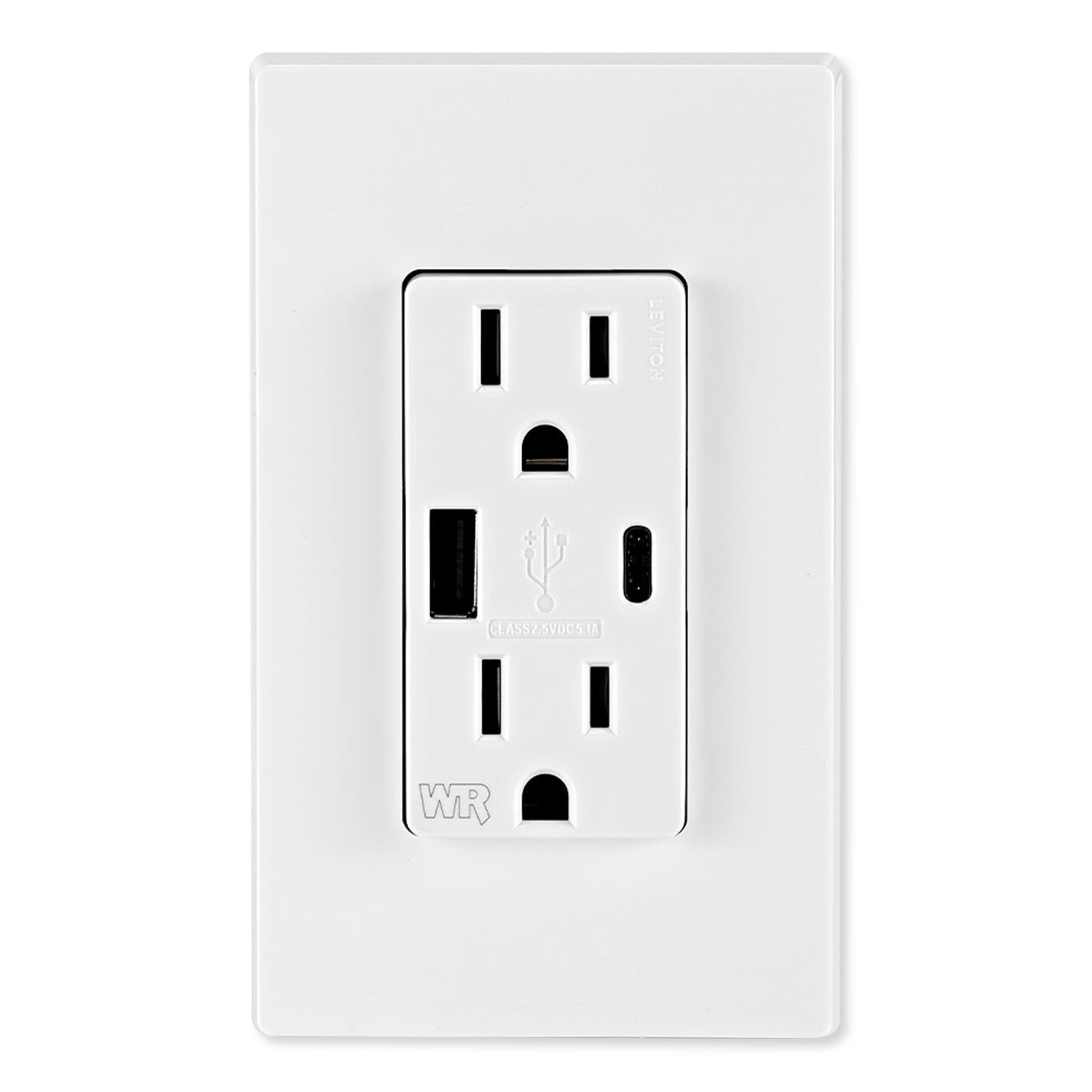 Leviton 15A Weather-Resistant USB Receptacles with Type A and Type-C Ports