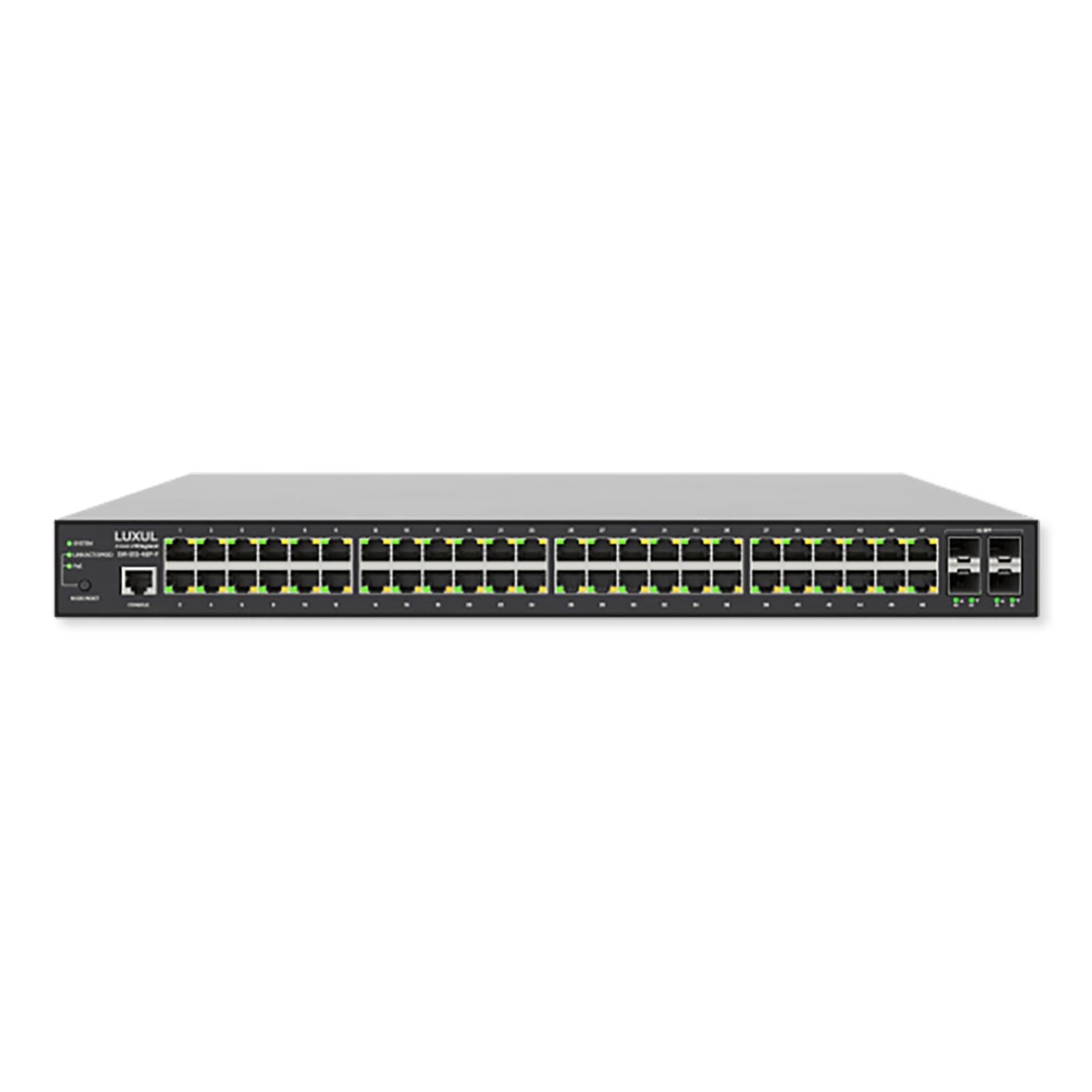 Luxul 48 PoE+/4 SFP Gigabit Managed Switch, Front Facing