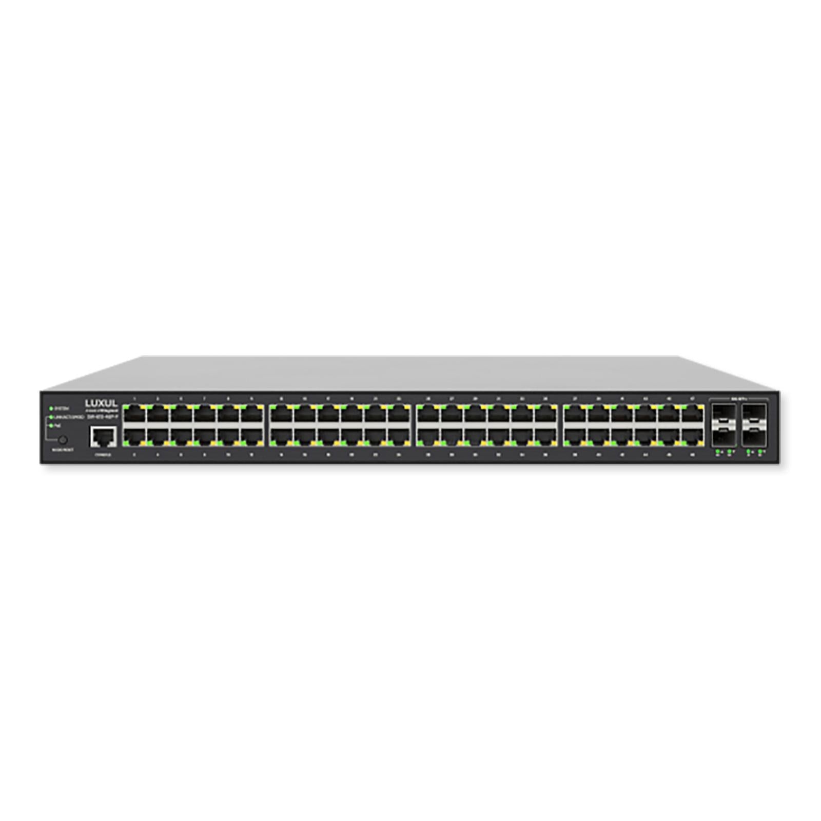 Luxul 48 Port PoE+/SFP+ Gigabit Managed Switch, Front Facing