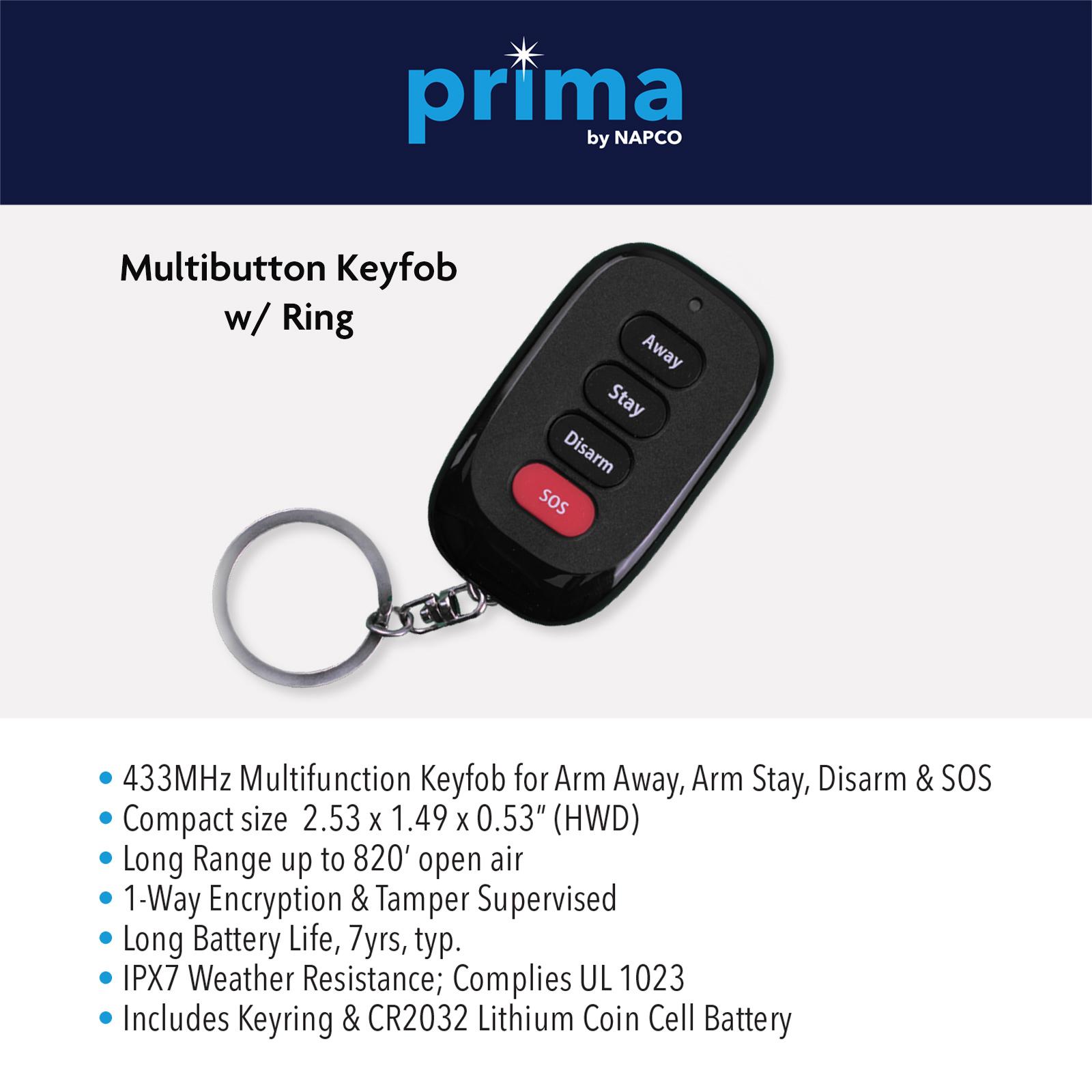 Napco Prima 4-Button Keyfob with Ring