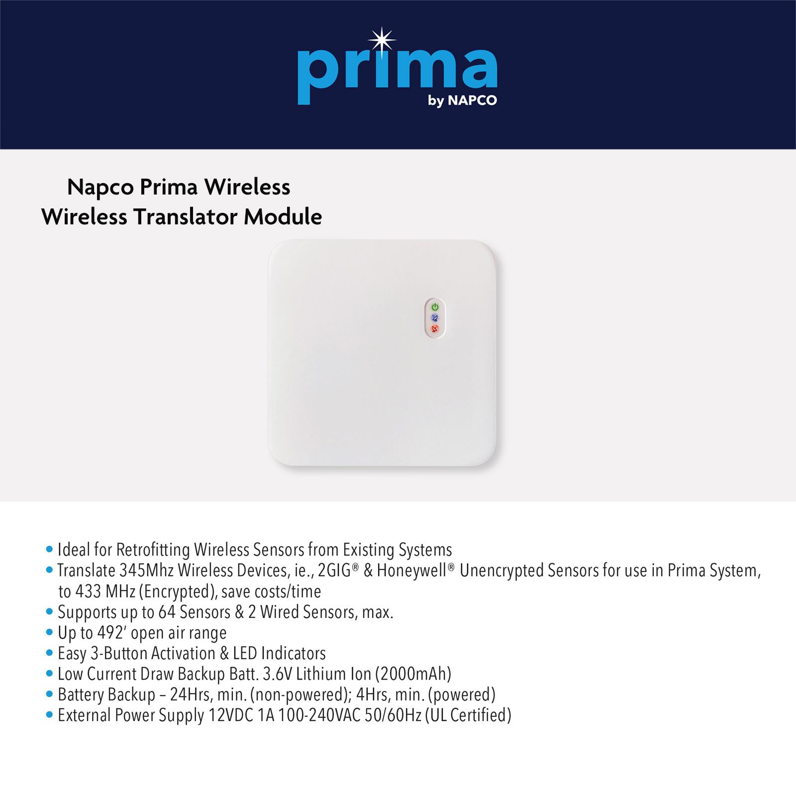 Napco Prima Wireless Translator Module, 345 MHz to 433 MHz
