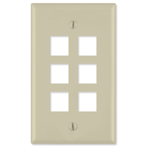 On-Q/Legrand Keystone Wallplate, 1-Gang, 6-Port