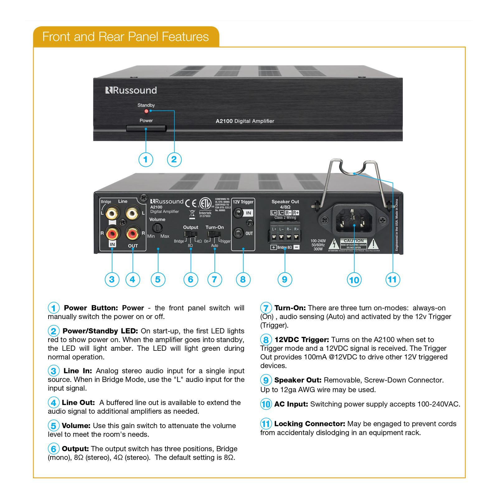 Russound Half-Rack Digital Amplifier, 2-Channel