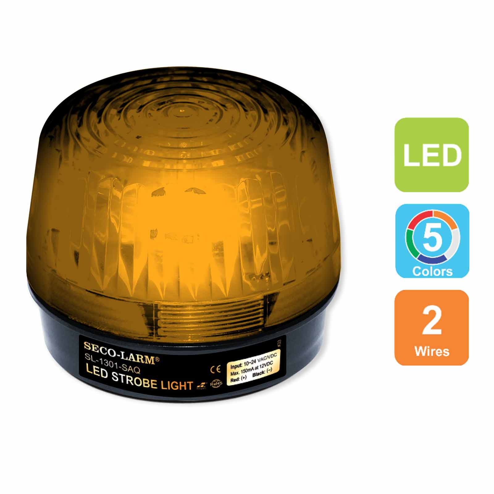 Seco-Larm Enforcer LED Strobe Light with Built-In Programmable Siren