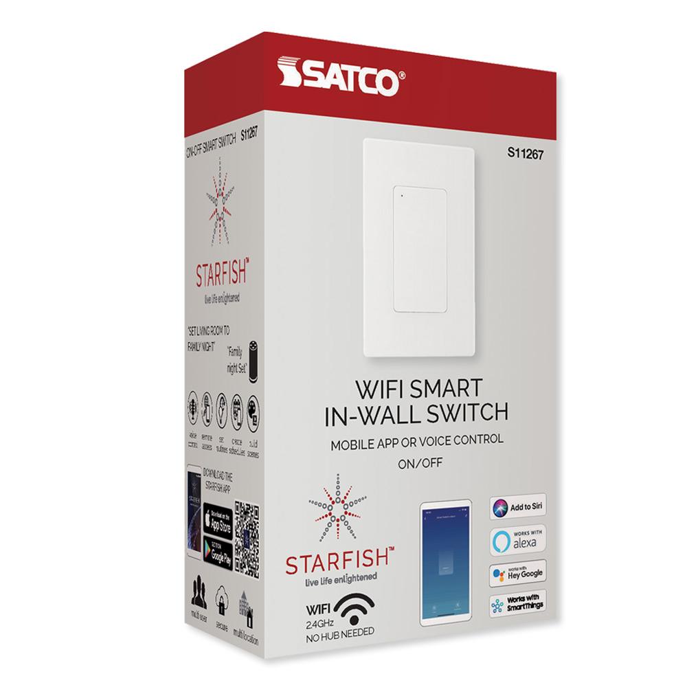 SATCO Starfish Wi-Fi On-Off Wall Switch, White Finish