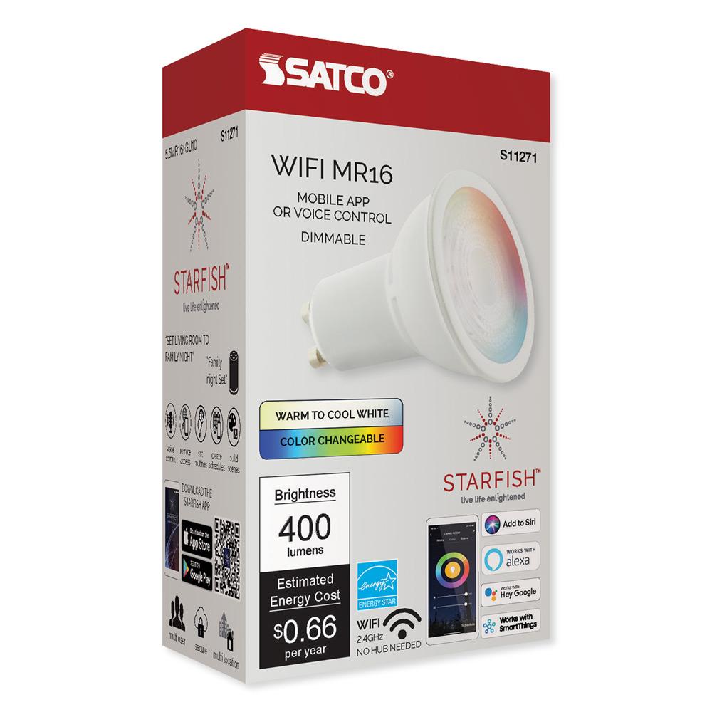SATCO Starfish Wi-Fi 5.5W LED MR16-GU10 RGW and Tunable White Mini Reflector Lamp