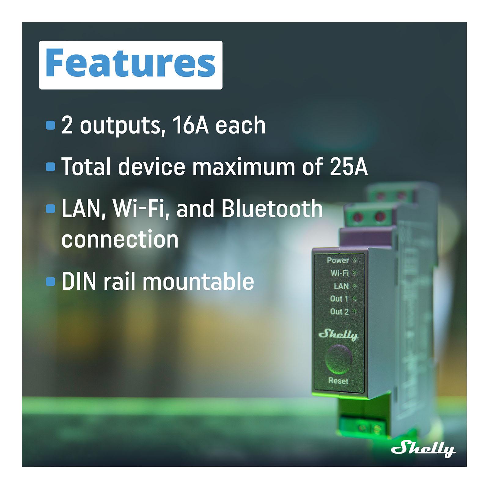 Shelly Pro 2, Wi-Fi & Bluetooth