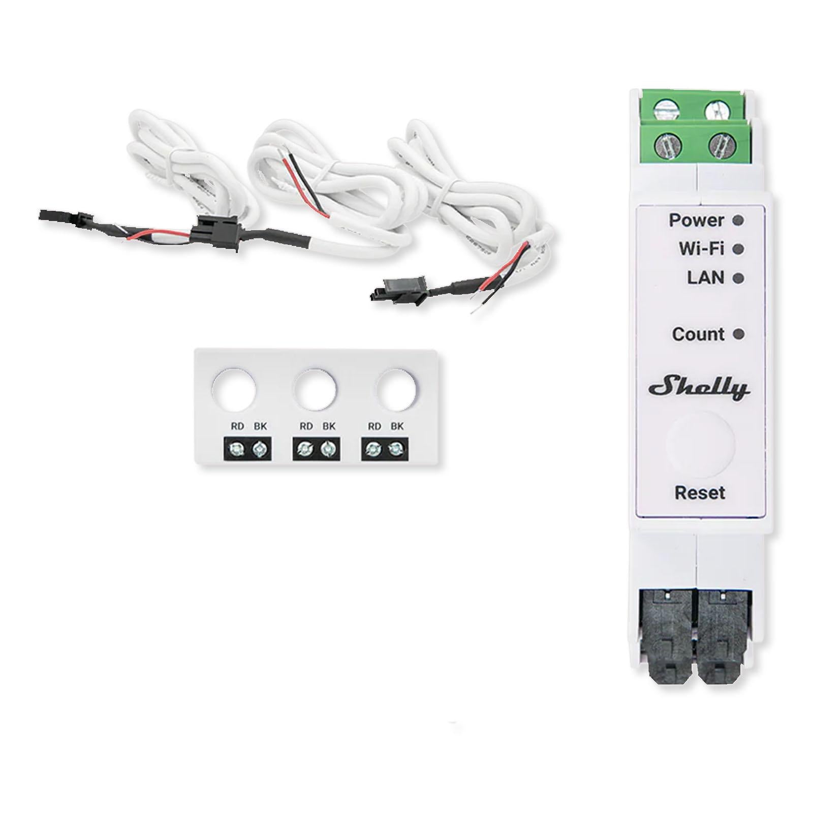 Next generation DIN rail mountable single or three-phase energy meter with a combined 63A, 3-phase current transformer.
