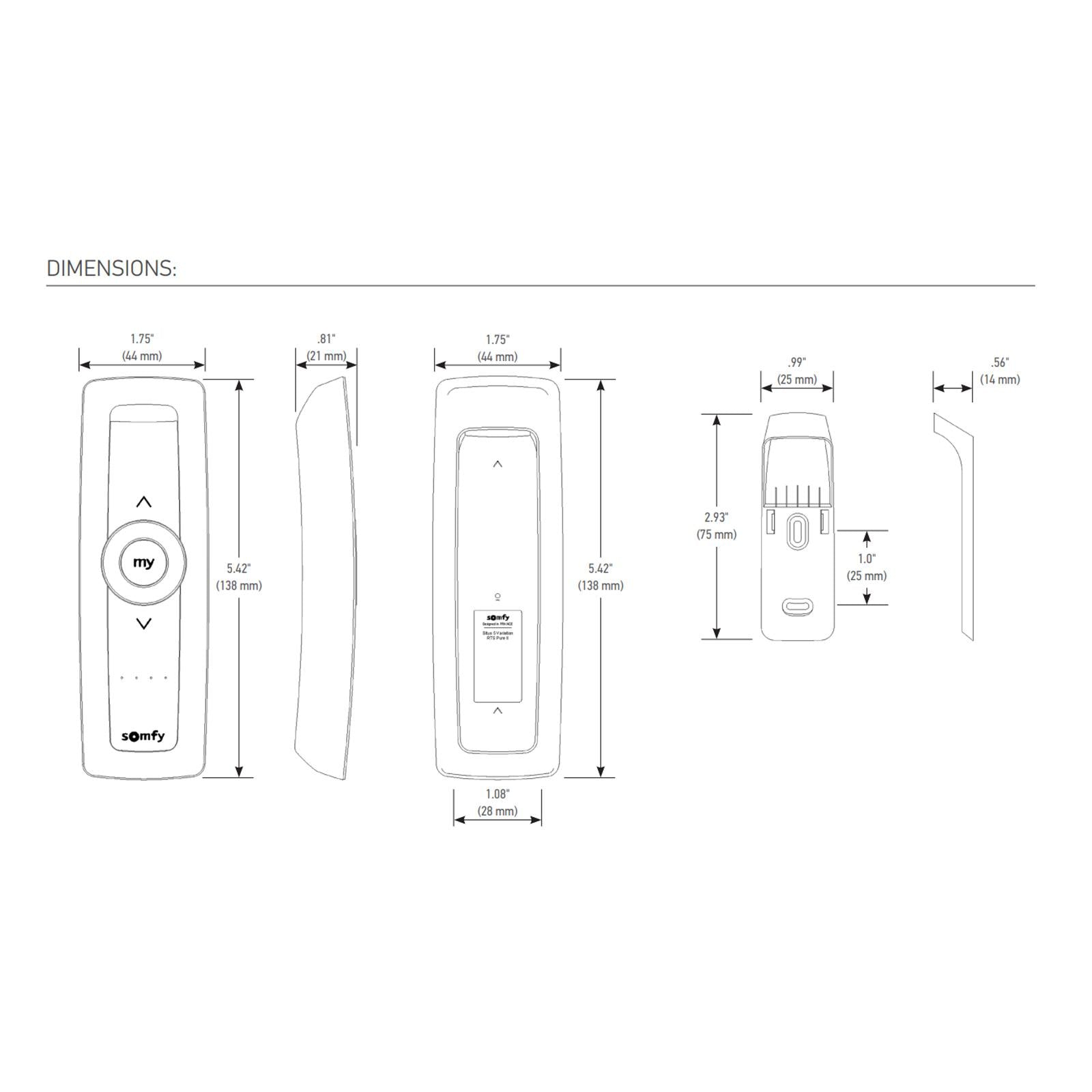 Somfy Situo RTS Pure II Remote, 5 Channel