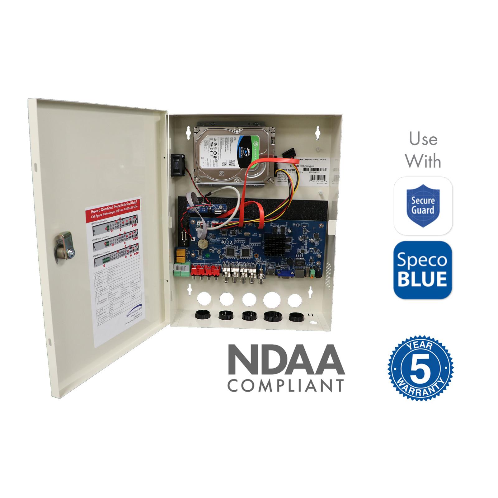 Speco H.265 Hybrid Wall Mount DVR with Smart Analytics, 12 Channel