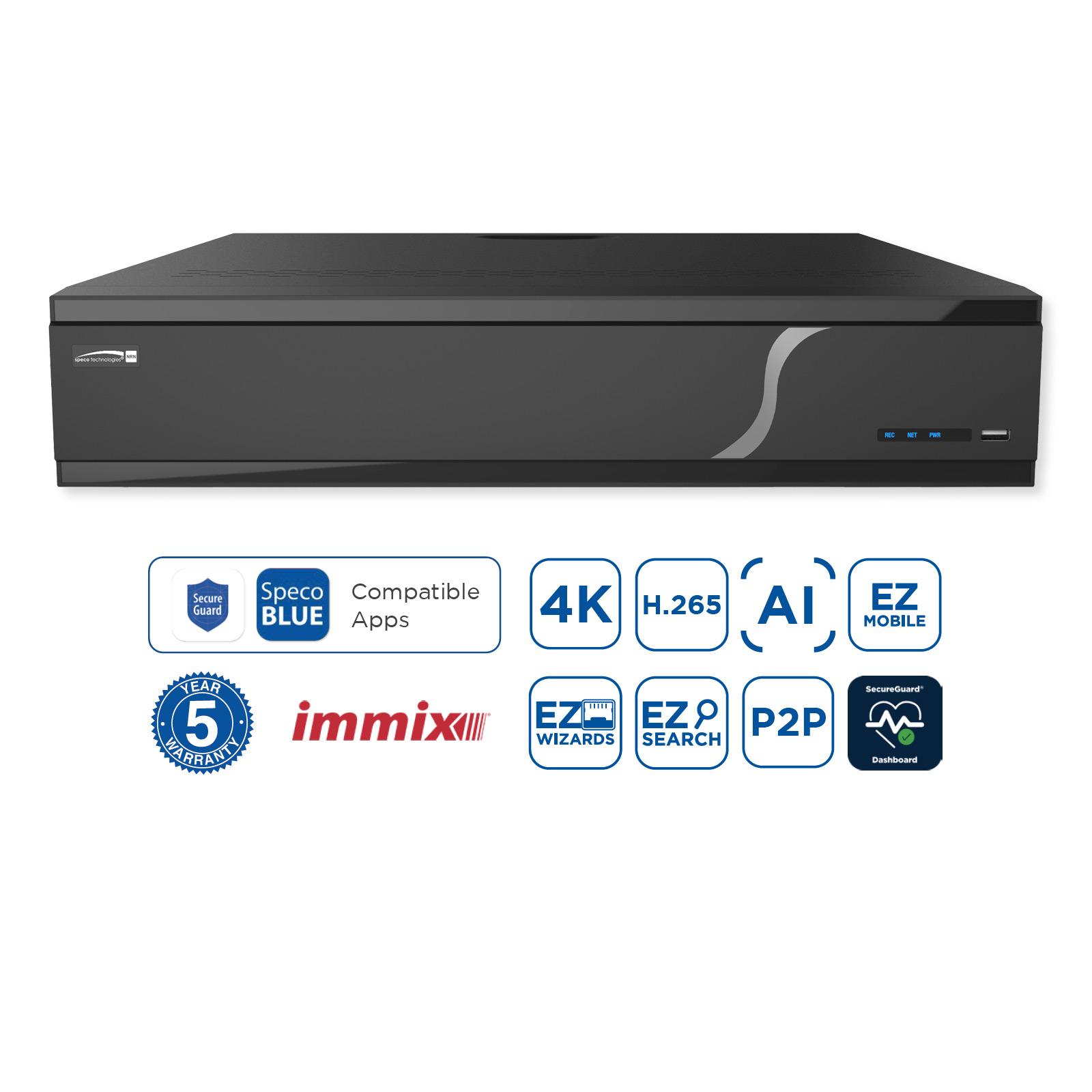 Speco 32-Channel 4K NVR With Facial Recognition and Smart Analytics