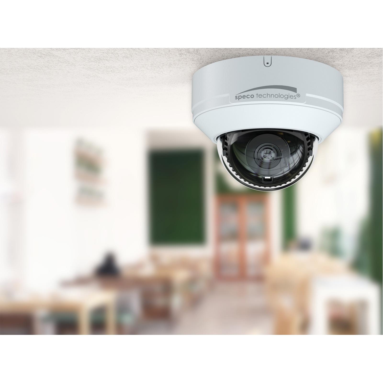 Speco 4MP Vandal Resistant IP Dome Camera with Advanced Analytics, 2.8mm Fixed Lens