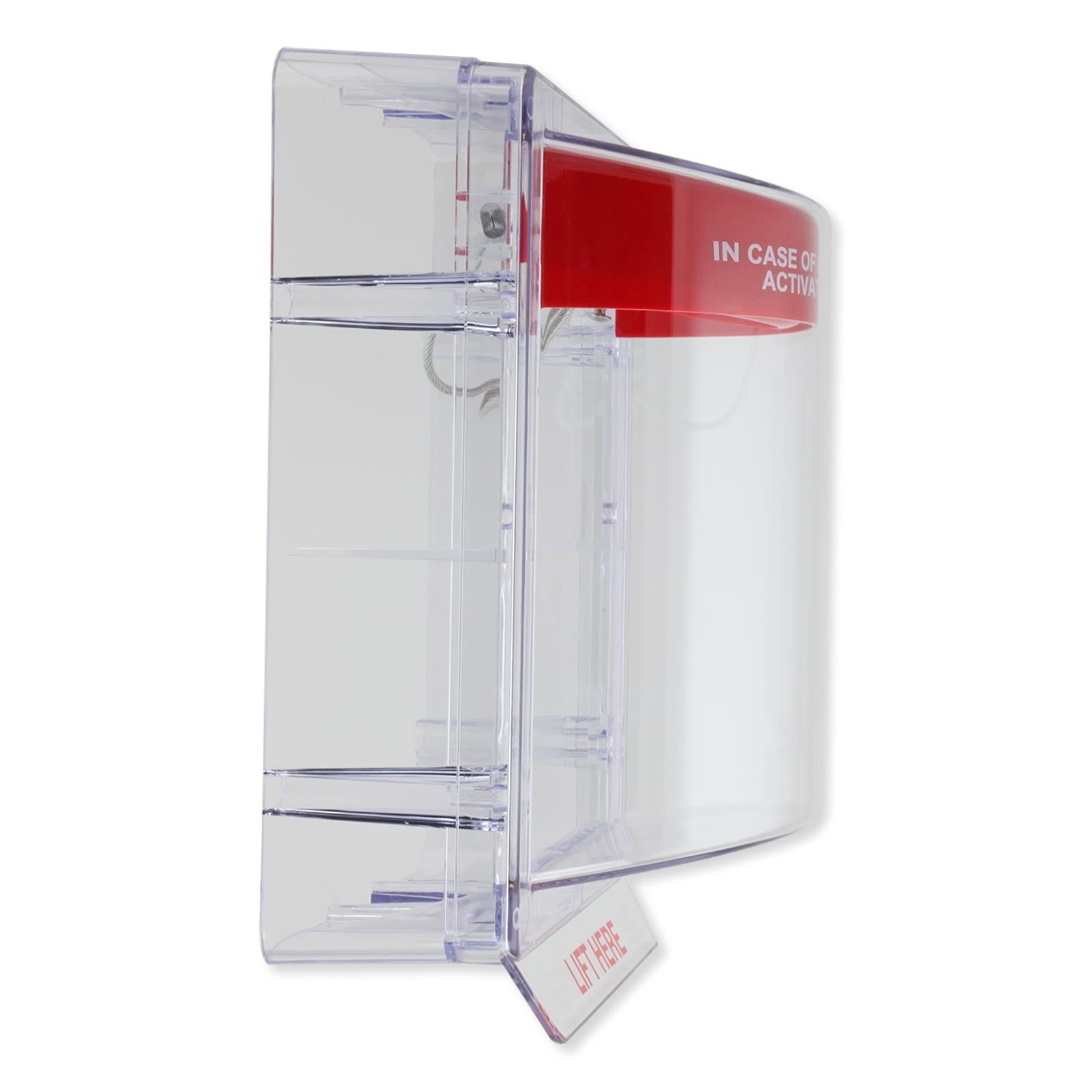STI Stopper II Fire Alarm Cover with Horn and Clear Spacer - Fire Label (Open Box)