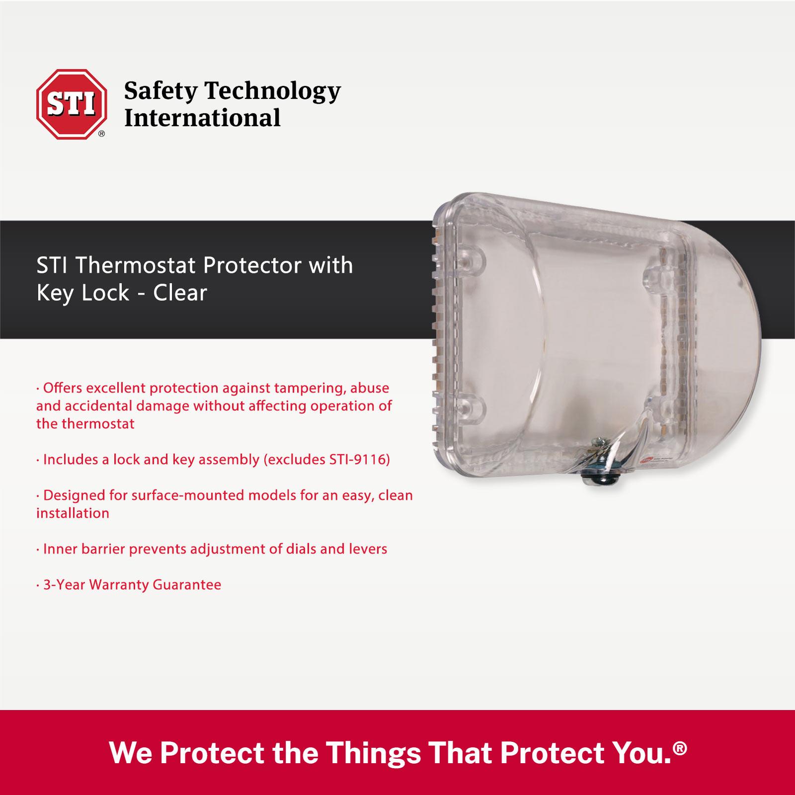 STI Thermostat Protector with Key Lock - Clear