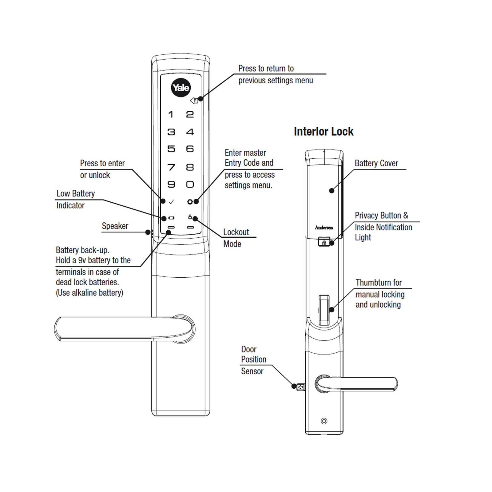Yale Assure Lock for Andersen Patio Doors, Z-Wave Plus