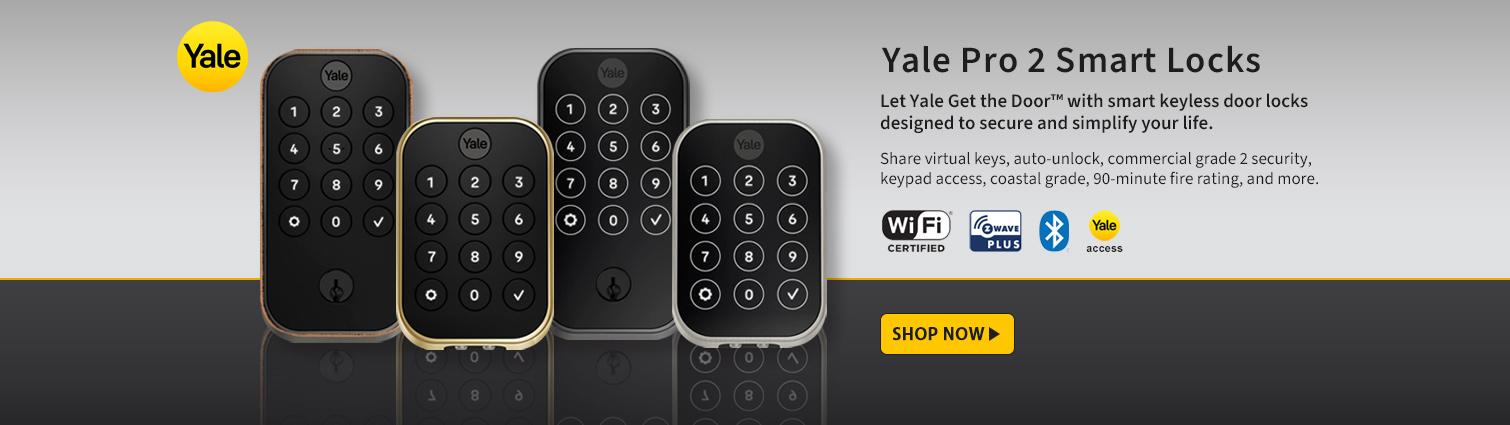 Yale Pro 2 Smart Locks: Share virtual keys, auto-unlock, keypad access, 90-minute fire rating, and more.