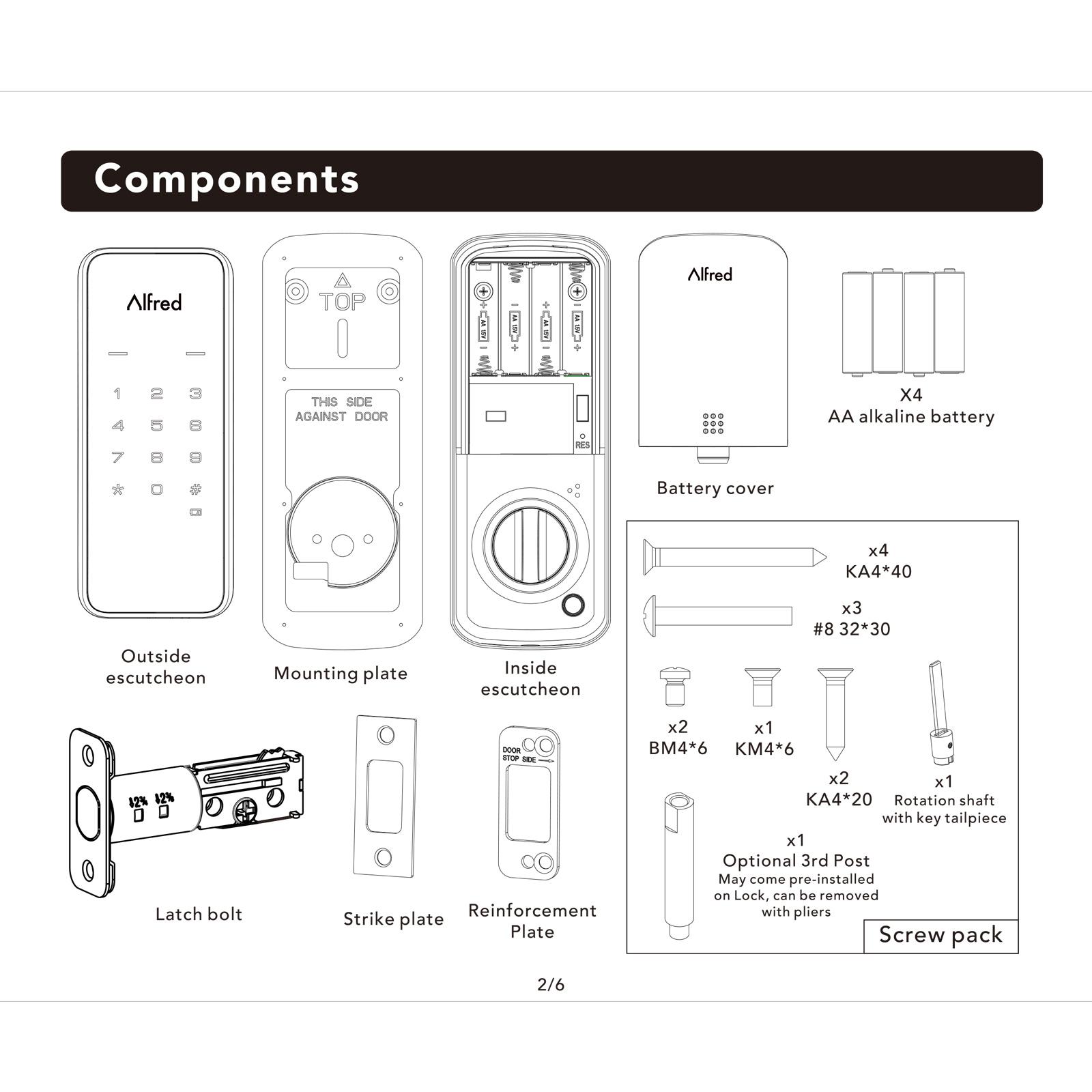 Alfred DB2 Deadbolt Smart Lock with Touchscreen, Bluetooth