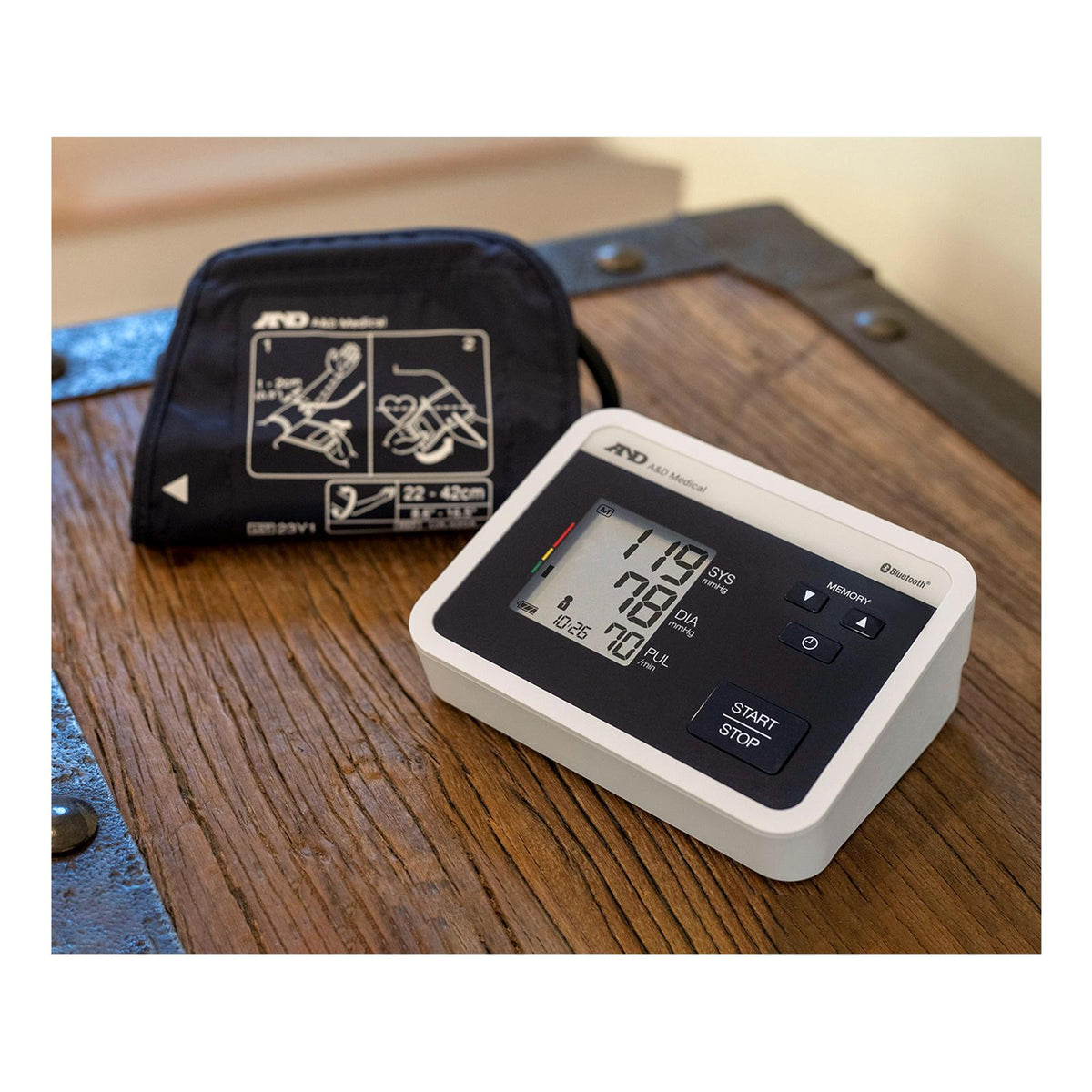 A&D Multi-user Bluetooth Upper Arm Blood Pressure Monitor with Wide Range Cuff, 8.6" to 16.5"