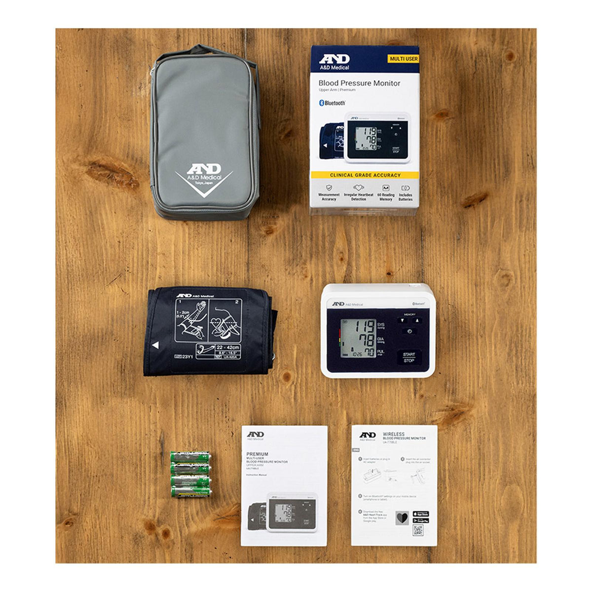 A&D Multi-User Bluetooth Upper Arm Blood Pressure Monitor with Wide Range Cuff, 8.6" to 16.5"