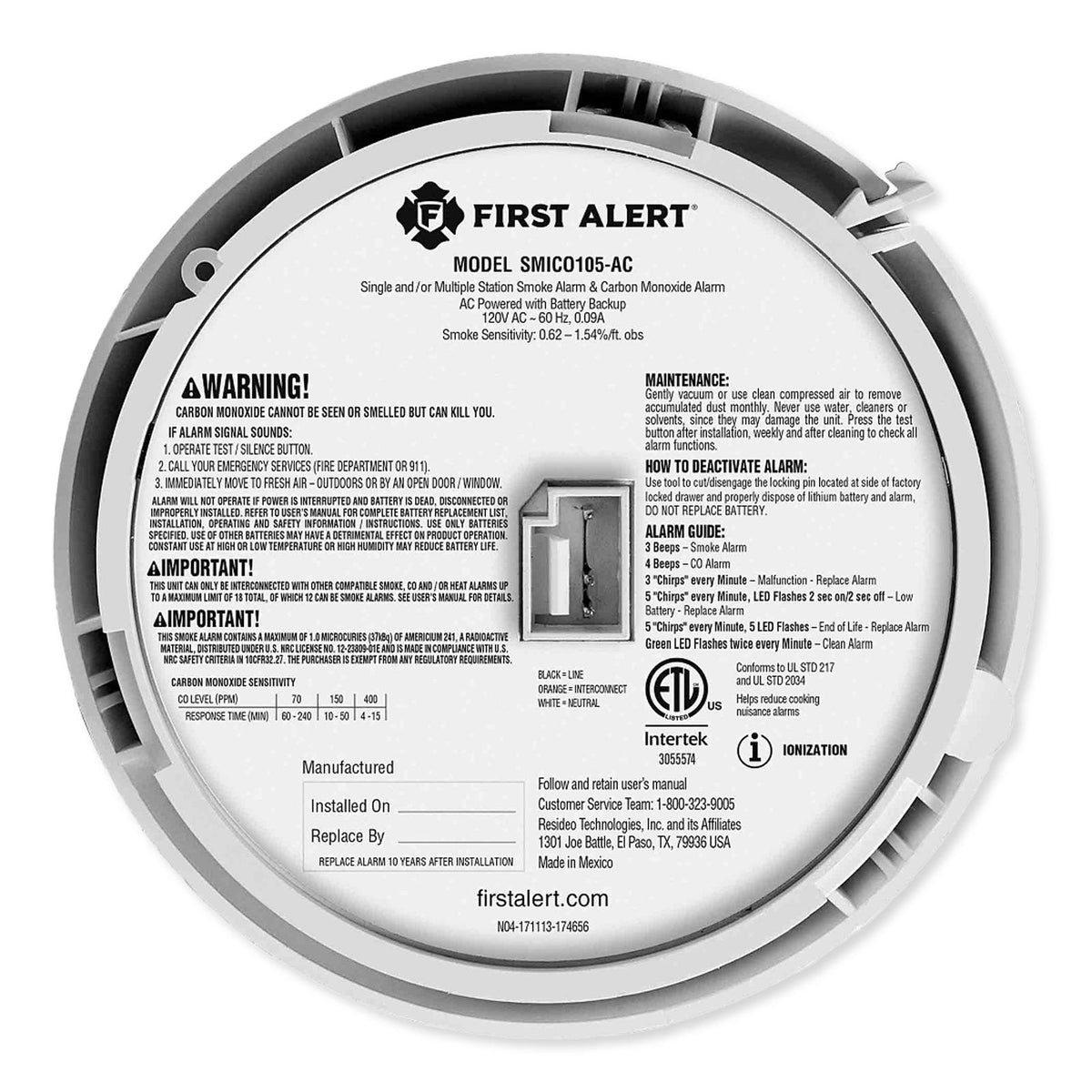 BRK Interconnect Hardwire Smoke & CO Alarm With 10-Year Battery Backup