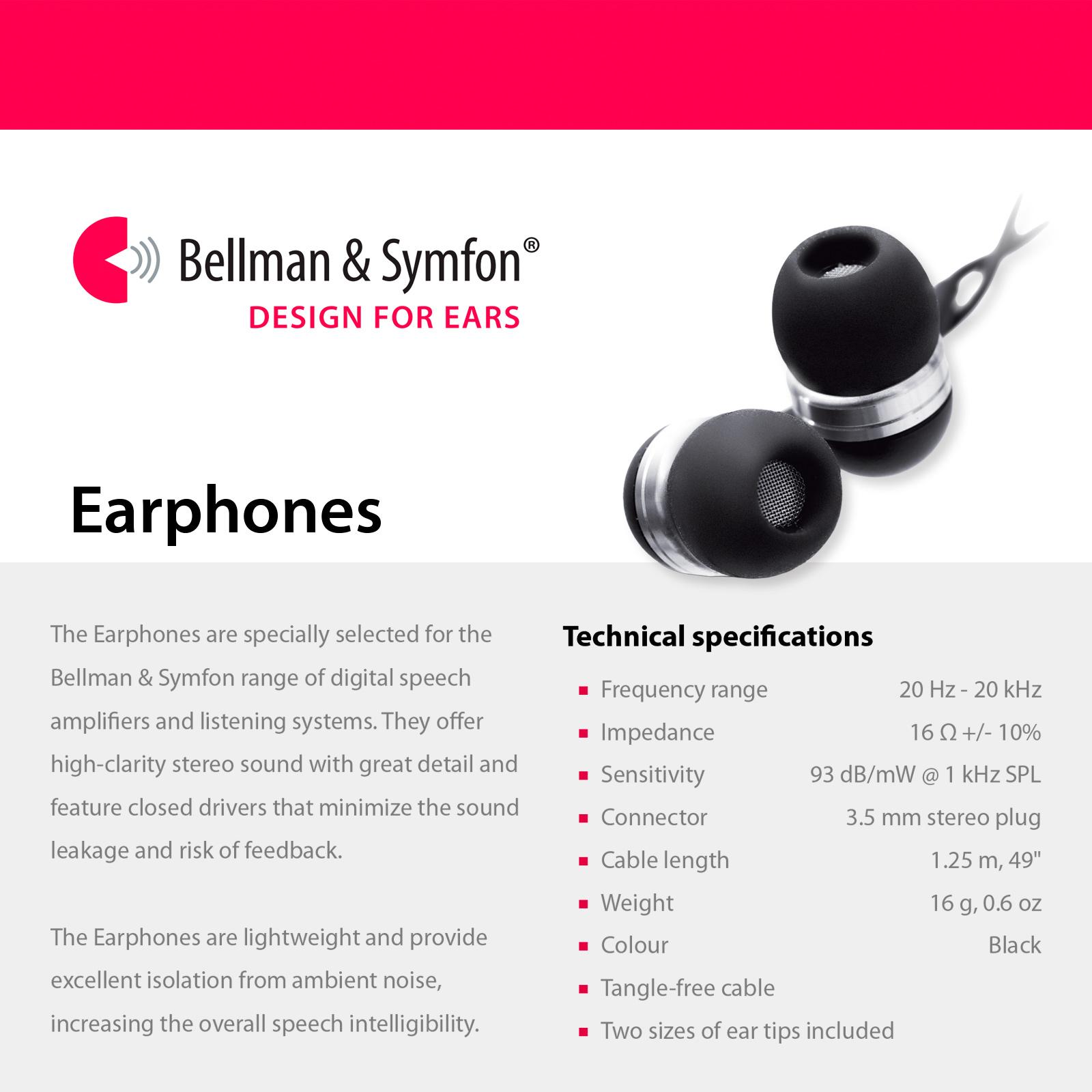 Bellman & Symfon Stereo Earphone for Maxi & Mino Personal Amplifiers