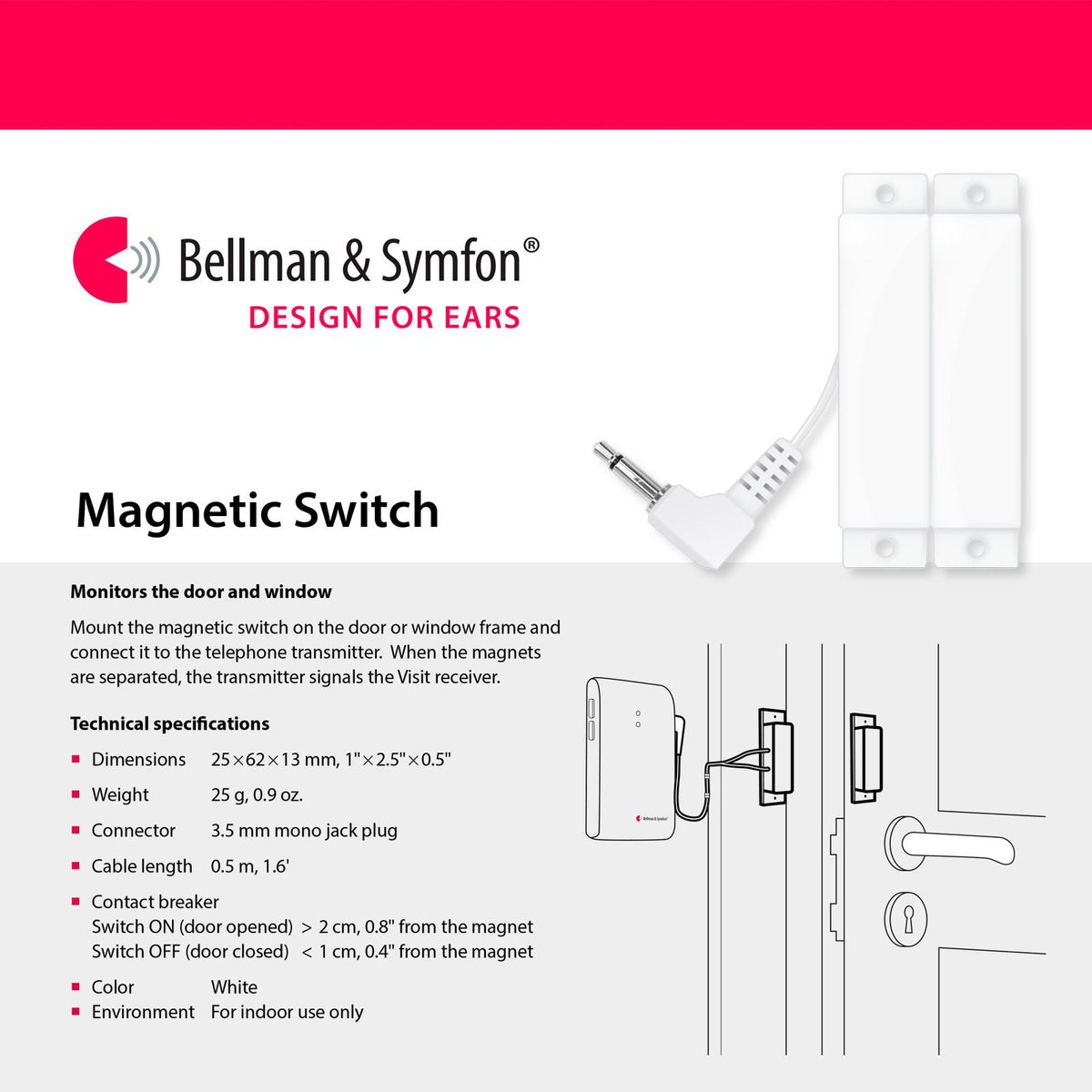 Bellman & Symfon Visit Magnetic Switch for Door/Window