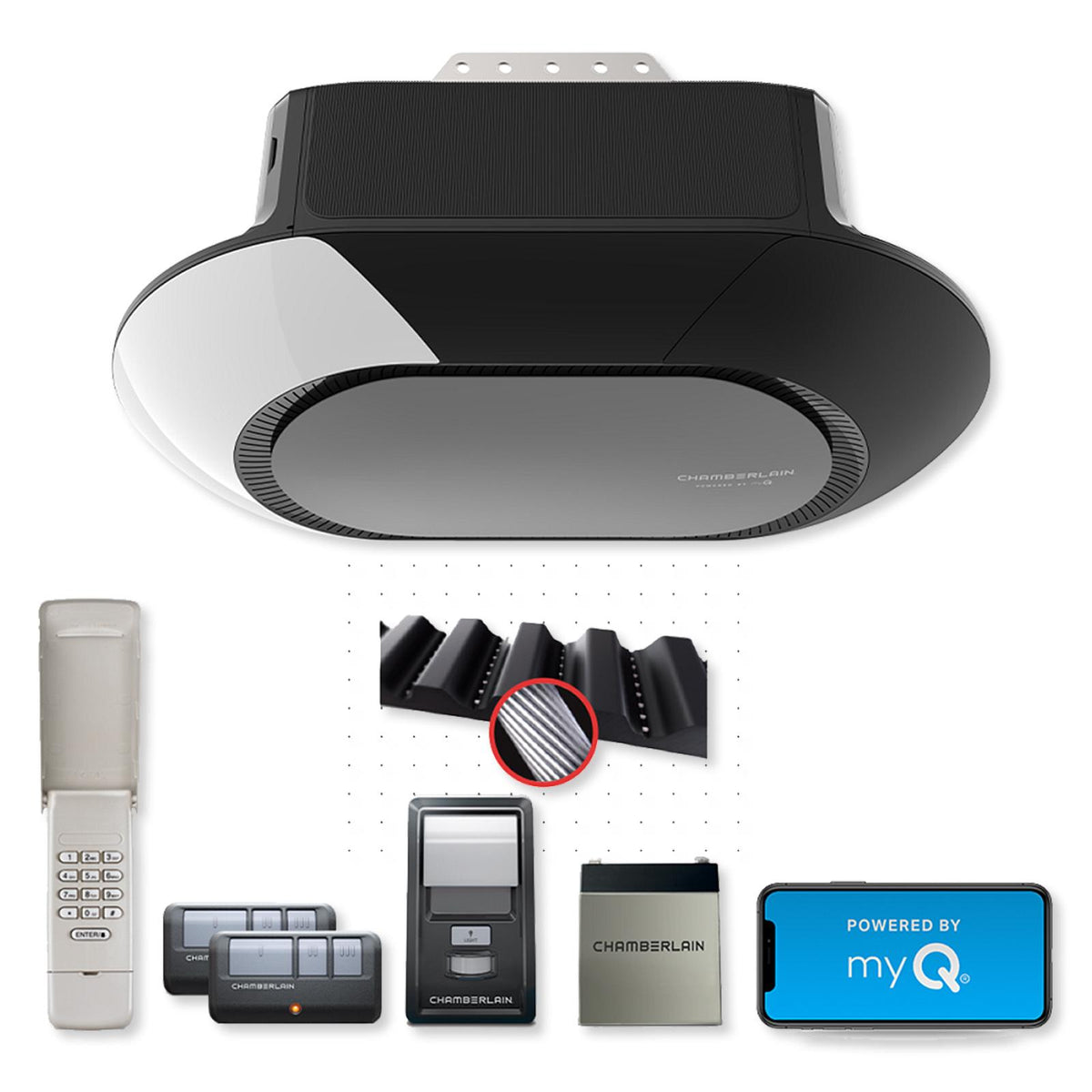 Chamberlain Ultra-Quiet Wi-Fi Garage Door Opener with Wireless Keypad &amp; Battery Backup
