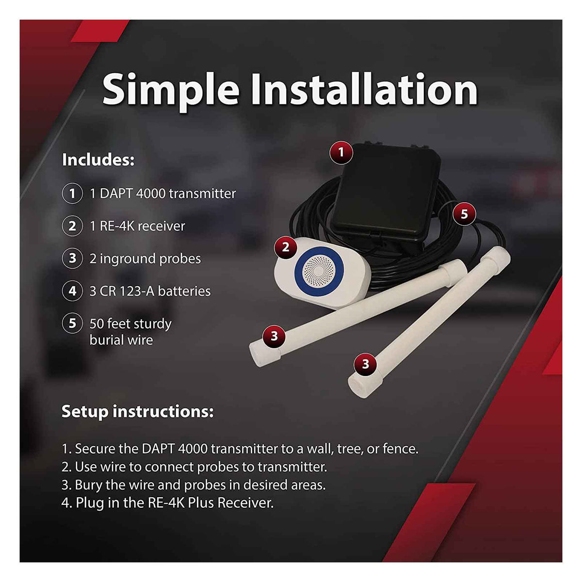 Dakota Alert 4000 Series Vehicle Sensing Probe and Receiver Kit with Relays