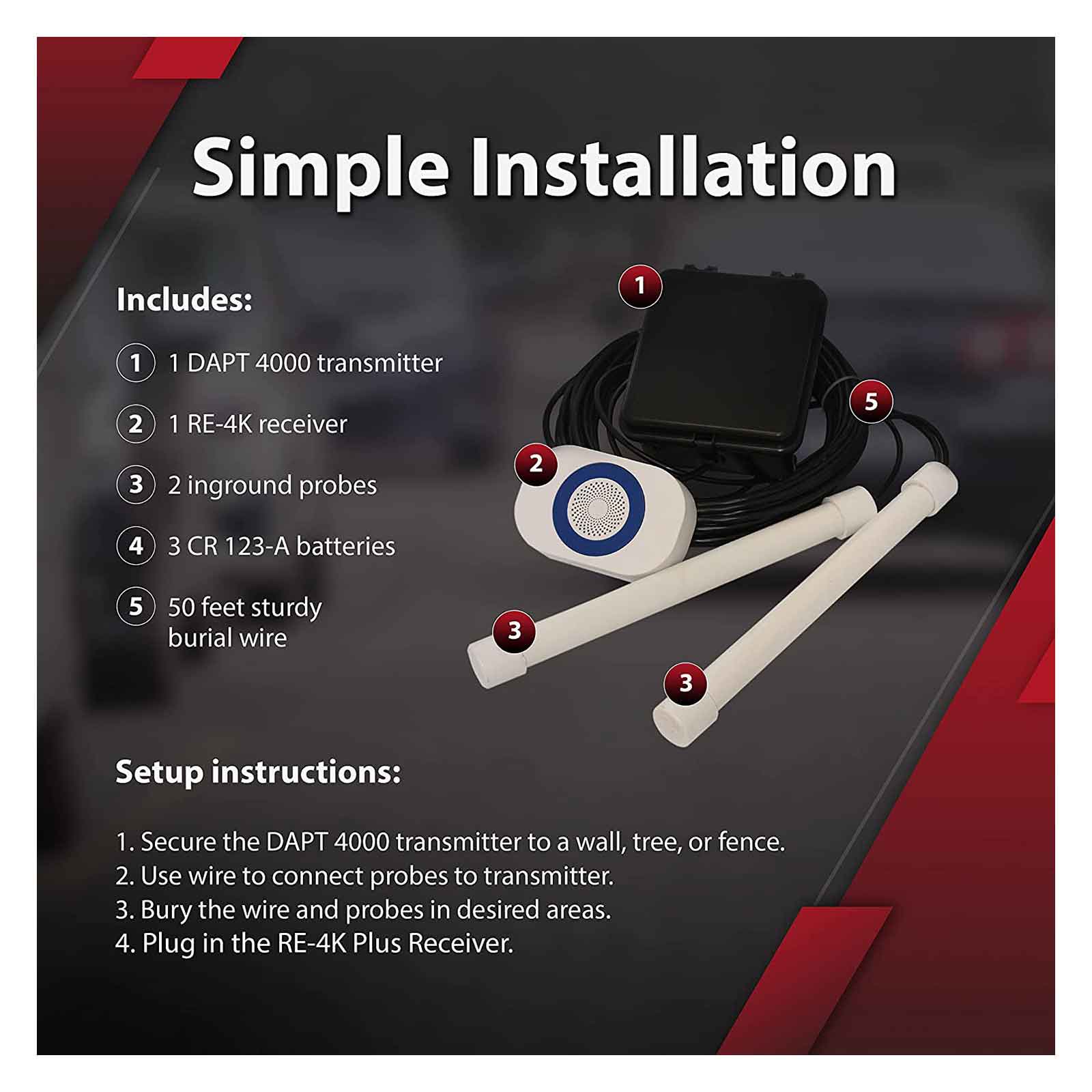 Dakota Alert 4000 Series Vehicle Sensing Probe and Receiver Kit with Relays