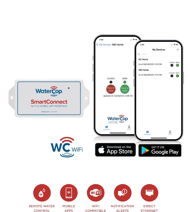 WaterCop SmartConnect Wifi &amp; Mobile App Interface
