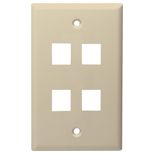 DataComm Keystone Wallplate, 1-Gang, 4-Port